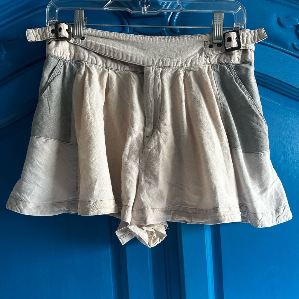 Free People High Waist Cream and Gray Shorts